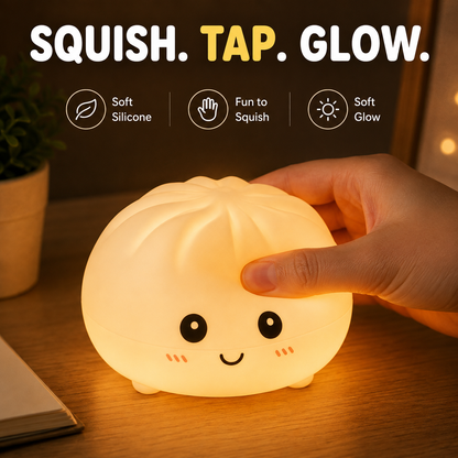 Kikinova Silicone Dumpling Night Light, Color Changing LED Bedside Lamp, Night Light For Kids, Dumpling Toy