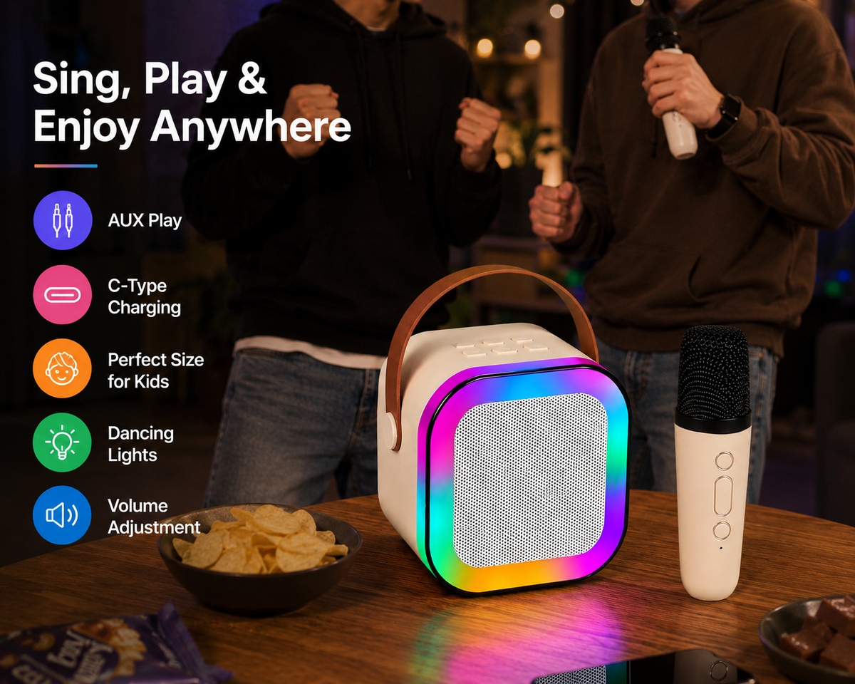 Kikinova Bluetooth speaker with Wireless Microphone | Portable Bluetooth Rechargeable Singing Speaker for Kids Boys Girls | Birthday &amp; Festive Gift