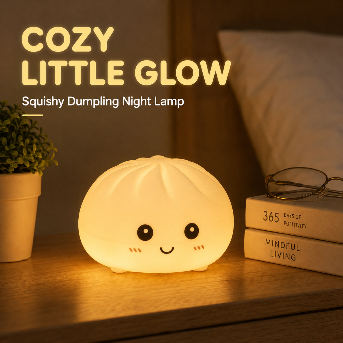 Kikinova Silicone Dumpling Night Light, Color Changing LED Bedside Lamp, Night Light For Kids, Dumpling Toy