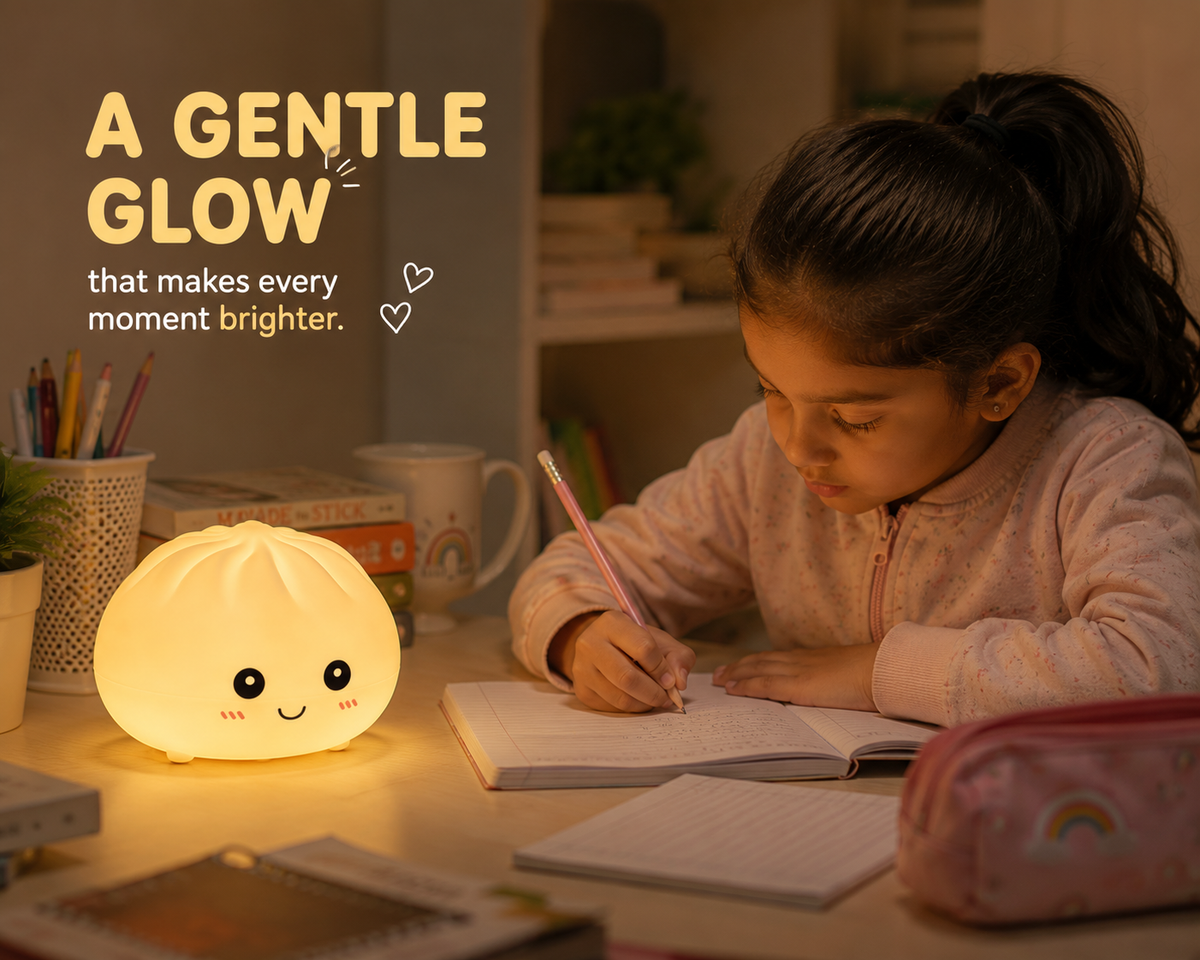 Kikinova Silicone Dumpling Night Light, Color Changing LED Bedside Lamp, Night Light For Kids, Dumpling Toy