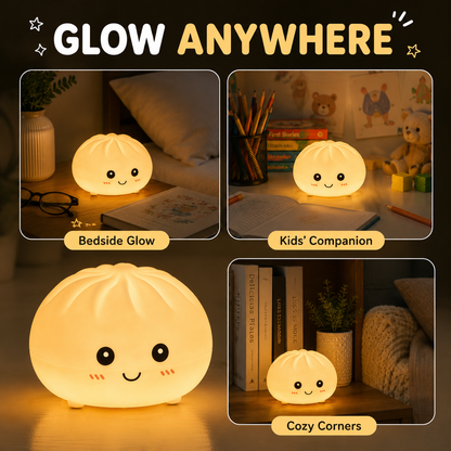 Kikinova Silicone Dumpling Night Light, Color Changing LED Bedside Lamp, Night Light For Kids, Dumpling Toy