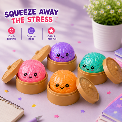 Kikinova Glitter Dumpling Mystery Squishy Toy with Storage Box Pack of-1