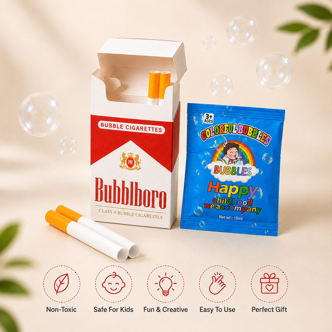 Kikinova Bubble Puff Cigarette Toy Bubble Maker | Realistic Novelty Party, Cosplay &amp; Gift Toy Bubble Maker